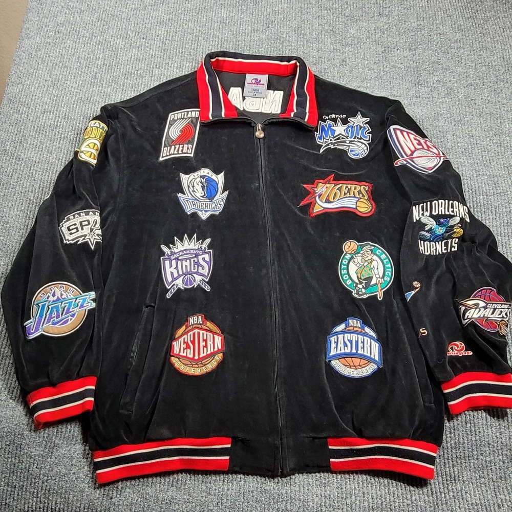 Vintage Unique Sports Generation NBA All-Team Patch Black Velour Track Jacket 3X